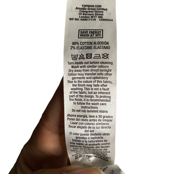 Topman Men’s Blue Button Fly Stretch Slim Chino Pants - Picture 5 of 8